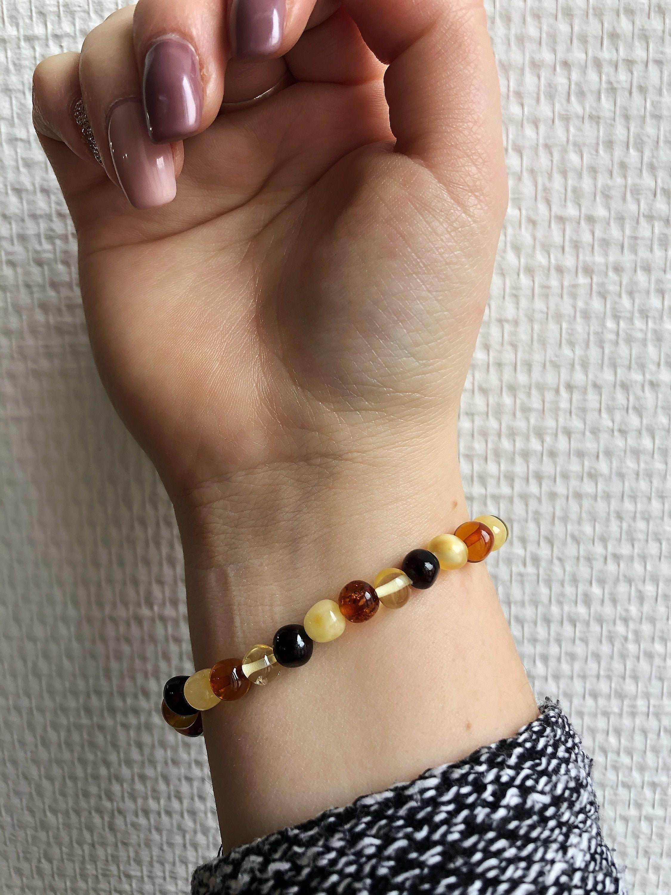 Bracelet Ambre Multicolore 6 mm