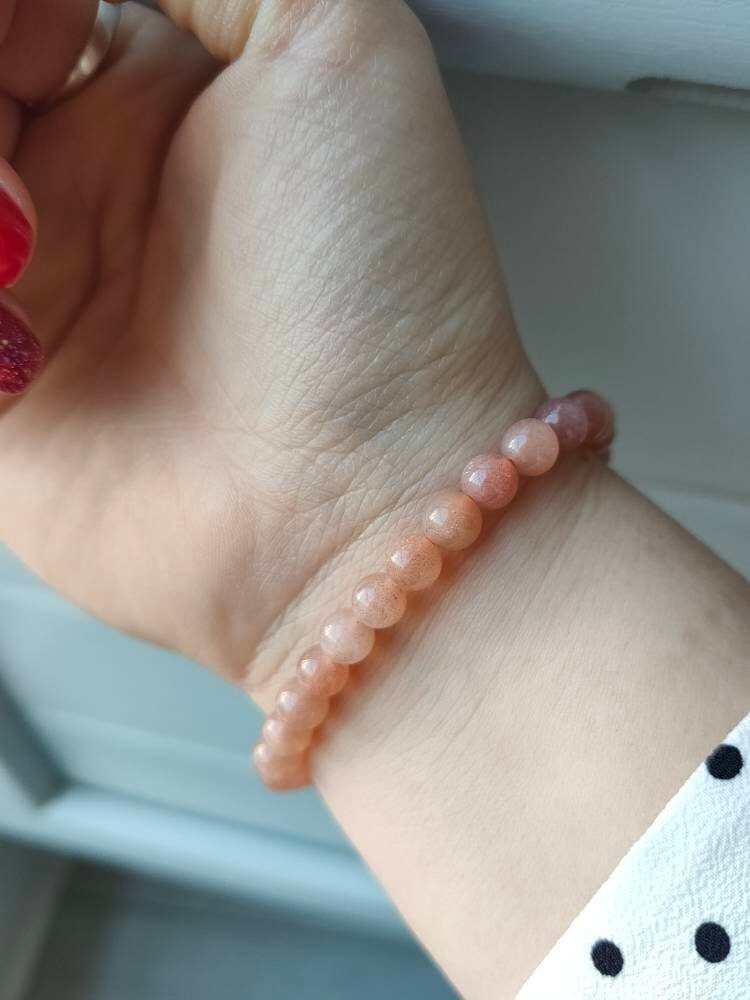 Bracelet Pierre de Lune Rose 6mm