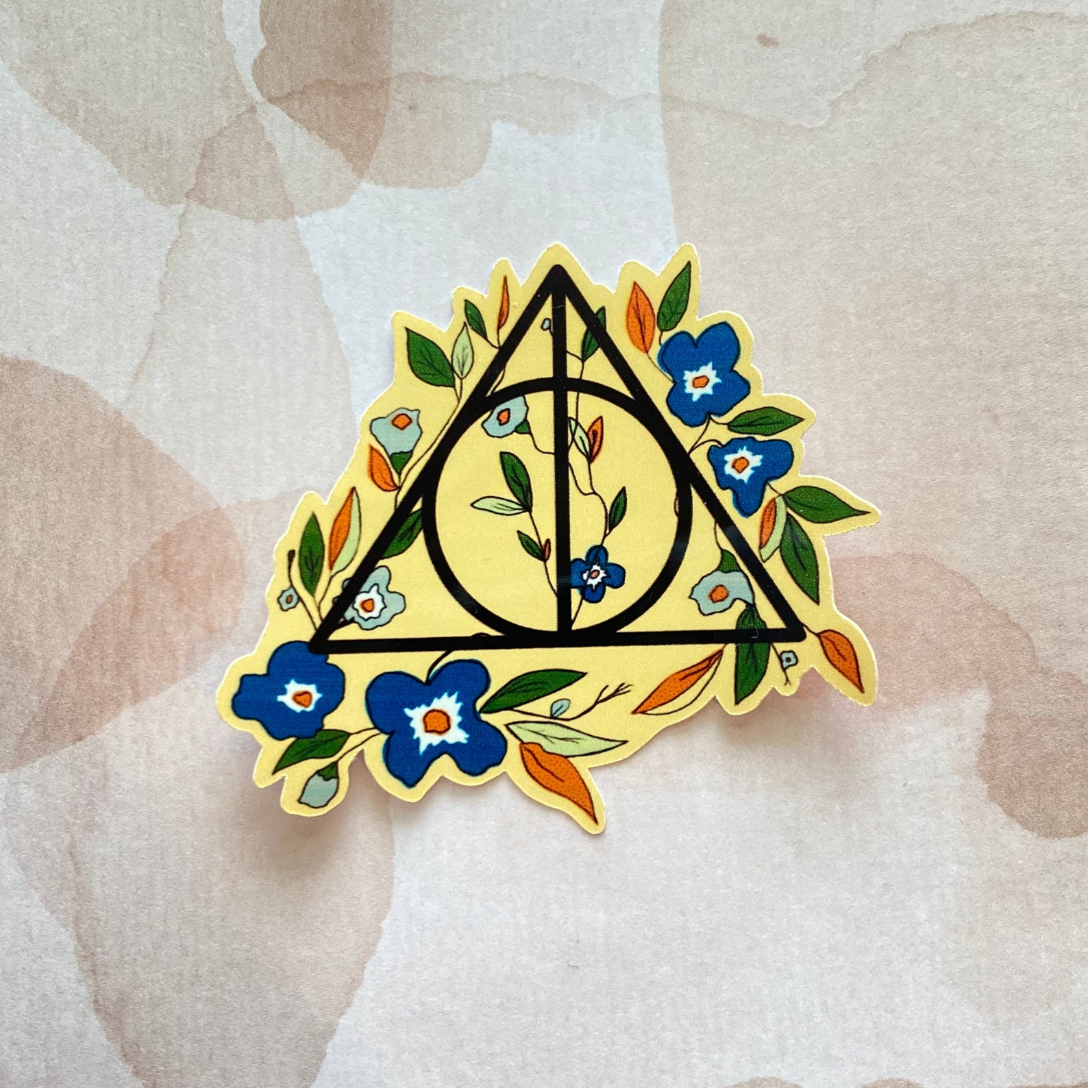 Floral Harry Potter Deathly Hallows Symbol Sticker | Etsy