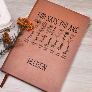 Personalized Prayer Journal For Women Custom Bible Verses Journal Christian Gift Religious Gift for Girls Journal God Says You Are