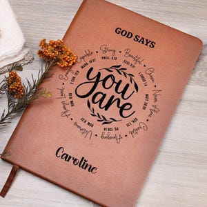 Personalized Prayer Journal For Women Custom Bible Verses Journal Christian Gift Religious Gift for Girls Journal God Says You Are