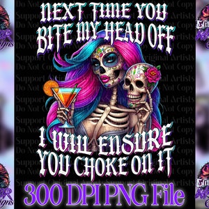 Choke On It Schädel Sassy PNG, Dark Humor Design (300 DPI)