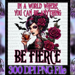 Sei heftige Frau PNG, Empowerment Design, Fledermäuse, Rosen (300dpi)