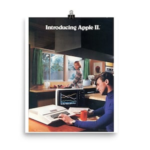 Apple II 2 series personal home computer advertisement Poster, Apple AD Poster, Old Apple Computer, retro vintage poster 1977 Apple Fan