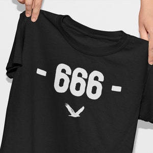 666 Eagle Devil Demon T Shirt, Hell Halloween Men Women Black Top Tee, Short-Sleeve Unisex Adult Clothing