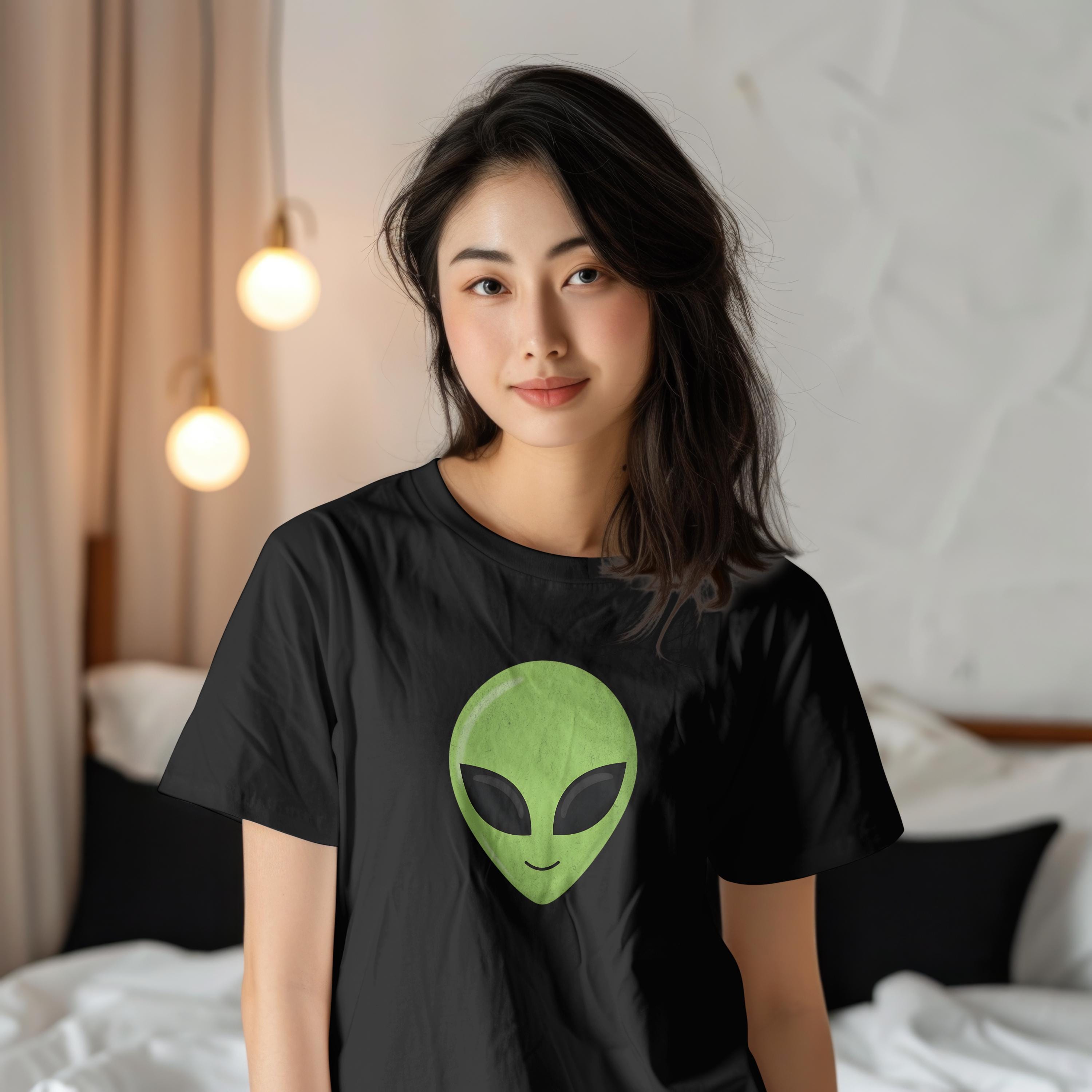 Green Alien Head Shirt 90s Retro Sci-fi Tee Funny Movie Fan Gift