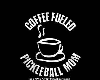 Kaffee getankt Pickleball Mom SVG PNG JPG - Vintage lustiges Design für Shirts Tassen Cricut Silhouette digitaler Download