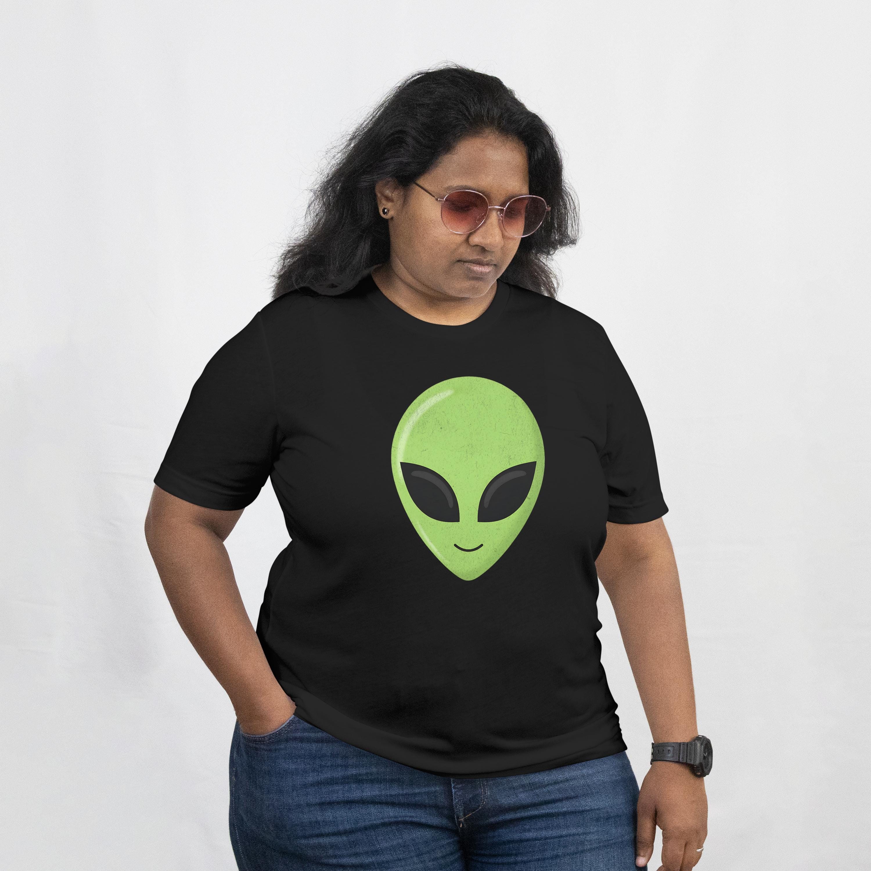 Green Alien Head Shirt 90s Retro Sci-fi Tee Funny Movie Fan Gift