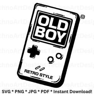 Game Boy Old Boy Design, Retro video game graphic, svg jpeg png pdf, Printable PDF Instant Download