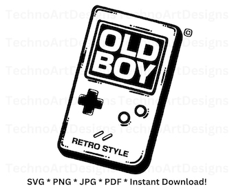 Game Boy Old Boy Design, Retro-Videospiel-Grafik, svg jpeg png pdf, Printable PDF Instant Download