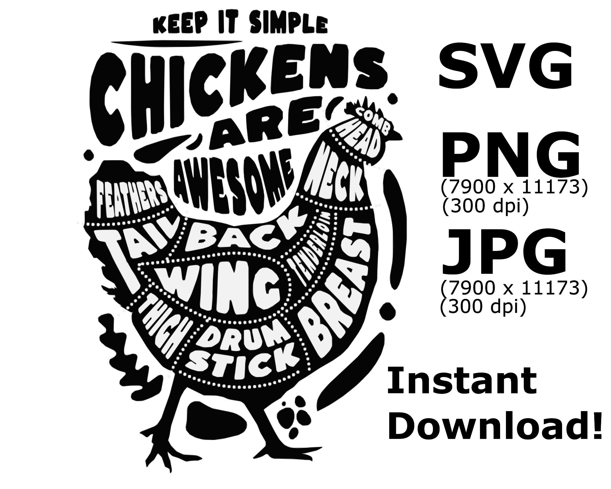 Chicken Svg, Chicken Png, Rooster Svg, Poultry Svg Funny, Crazy Chicken