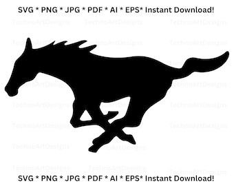 Mustang svg classic Logo Badge svg, png, pdf, eps, AI, jpg, Simple minimalist Vector file, Vintage Mustang silhouette Instant Download