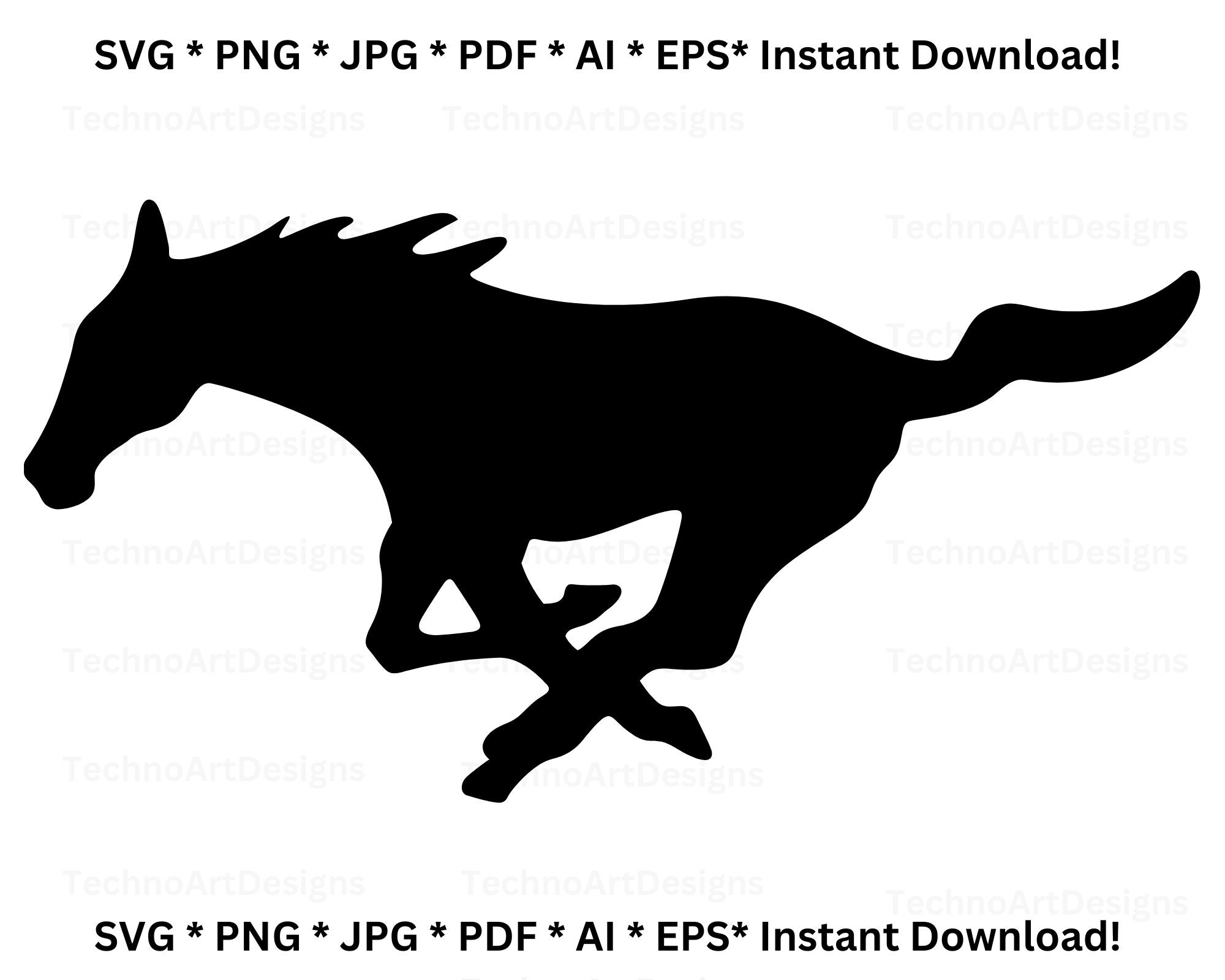Mustang svg classic Logo Badge svg, png, pdf, eps, AI, jpg, Simple minimalist Vector file, Vintage Mustang silhouette Instant Download