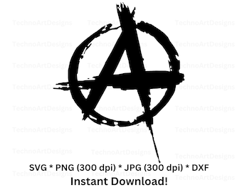 Anarchie Symbol SVG, Dxf, Png, Jpg Vektor-Dateien für Silhouette, Cricut, Schneideplotter, Geschenk Biker, Anarchist Symbolik Instant Download