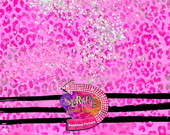 Glitter Leopard Valentines Seamless Pattern