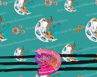 Boho Desert Dreamin Seamless Pattern - Teal