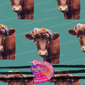 Pretty Cow seamless file - teal