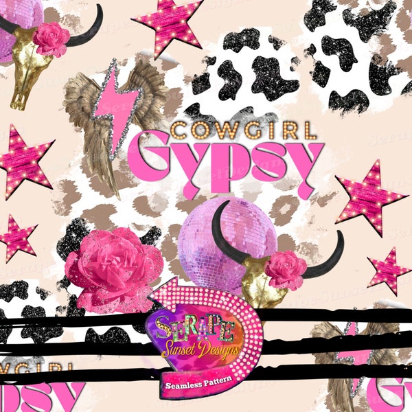 Cowgirl Gypsy Seamless Pattern