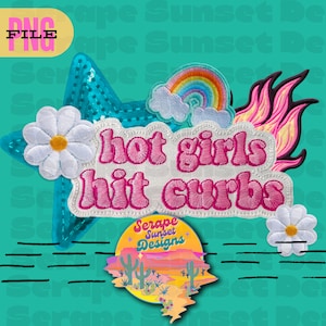 Truckerhattmärke PNG - Heta tjejer kör trottoarkanter - digital nedladdning för truckerhatt sublimeringstryck