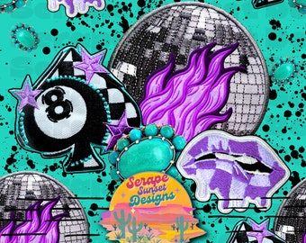 Trucker Patch A lil Boujie Seamless Pattern - Boujee Ace of Spade Disco patch squash blossom checkered ace Purple