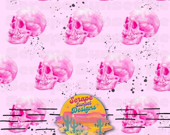 Halloween Pink on pink Skull Grunge Seamless File