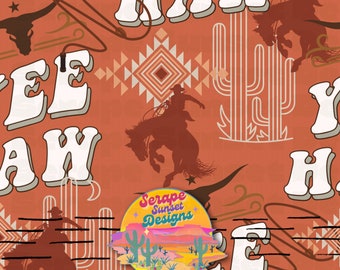 Western Yeehaw Cowboy Seamless Pattern, Boys Fabric Pattern