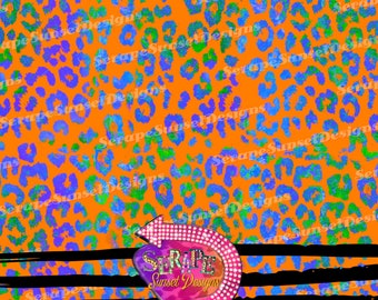 Trendy Leopard Cheetah Seamless Pattern Digital Paper- orange and teal