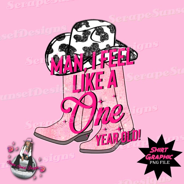 Striscione Decorativo Man I Feel Like I'm One Per Festa Primo Compleanno A Tema Cowgirl E Rodeo, Con Palla Da Discoteca E Cappello Da Cowboy - 6