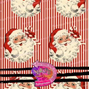 Arquivo sem costura vintage de Natal de Papai Noel para impressão em tecido