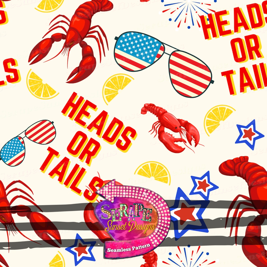 Heads or Tails Crawfish 4th of July Seamless Pattern Etsy