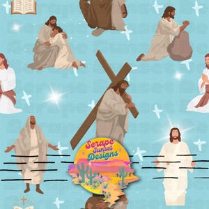 Jesús es el REY Jesús es el Señor Biblia religiosa cristiana navideña Patrón sin costuras