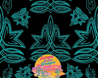 Turquoise classic punchy boot stitch seamless western pattern