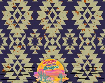 Distressed Aztec - Seamless Pattern- Western Digital Paper
