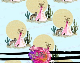 Boho Wolves Seamless Pattern Digital Paper