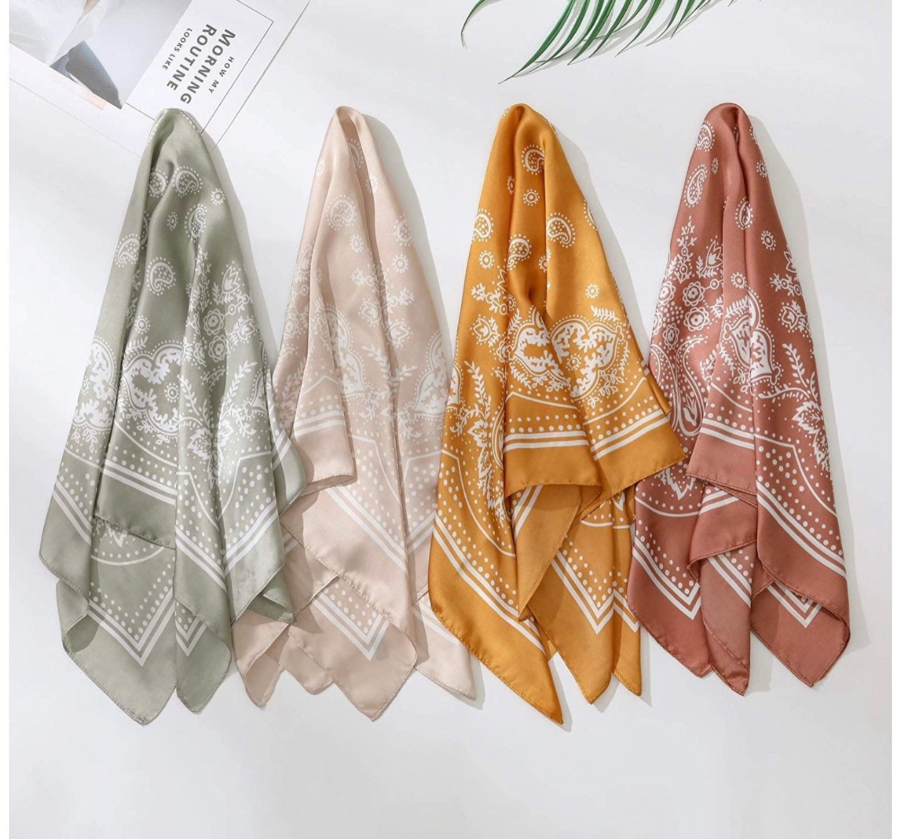 Silk head scarf, Silky Hair Scarf, Square Neck Scarf, Bag Scarf, Bohe…