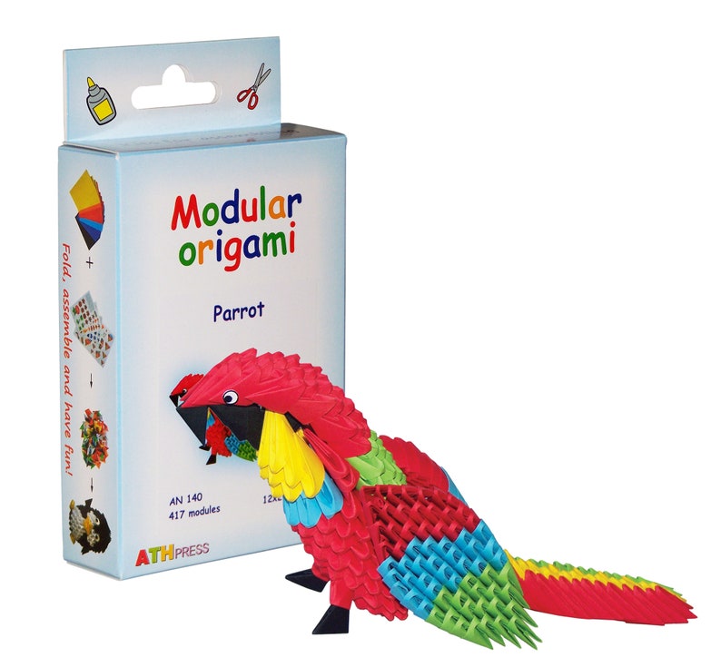 Модульное оригами попугай схема
