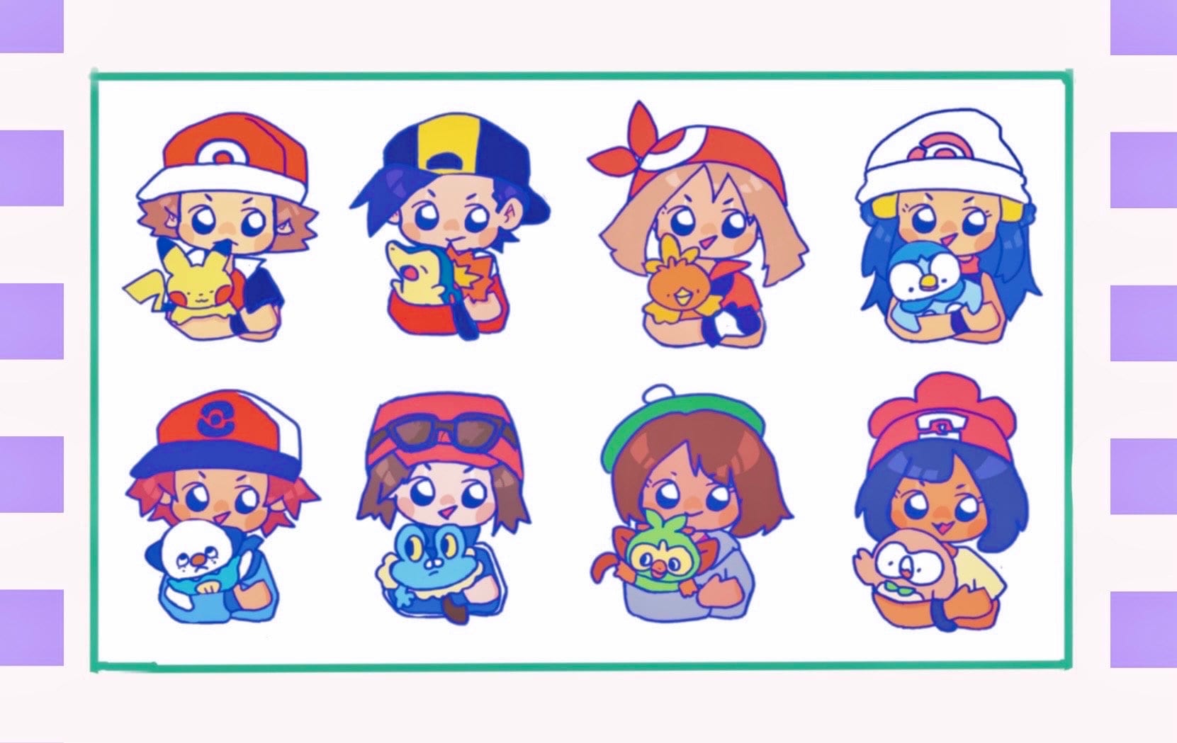 Pokemon Trainer Type Rival Pokemon Trainer and Rival Sticker Sheet - Etsy