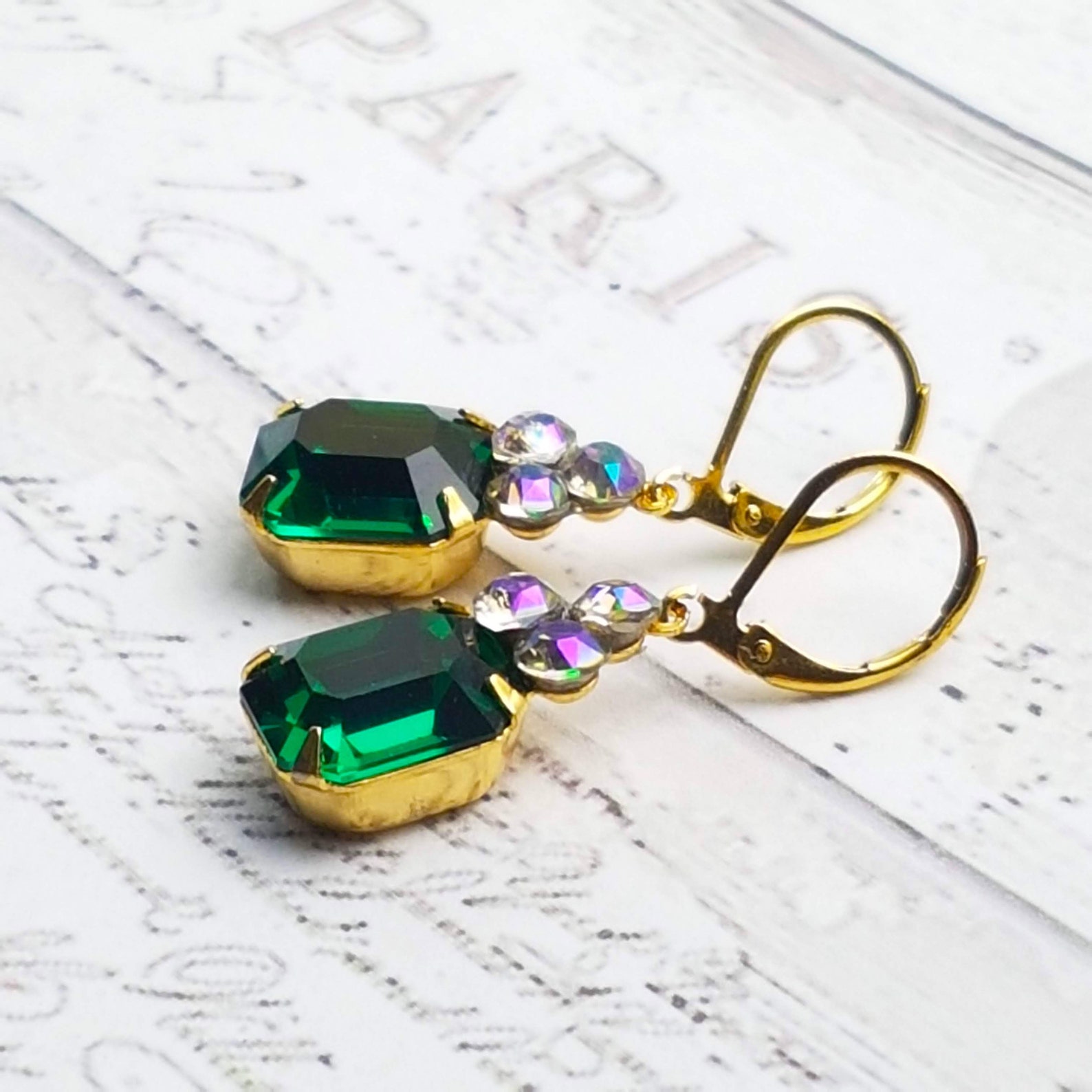 Emerald Green Jewelry Set Gold Plated Vintage Jewelry Set Etsy UK