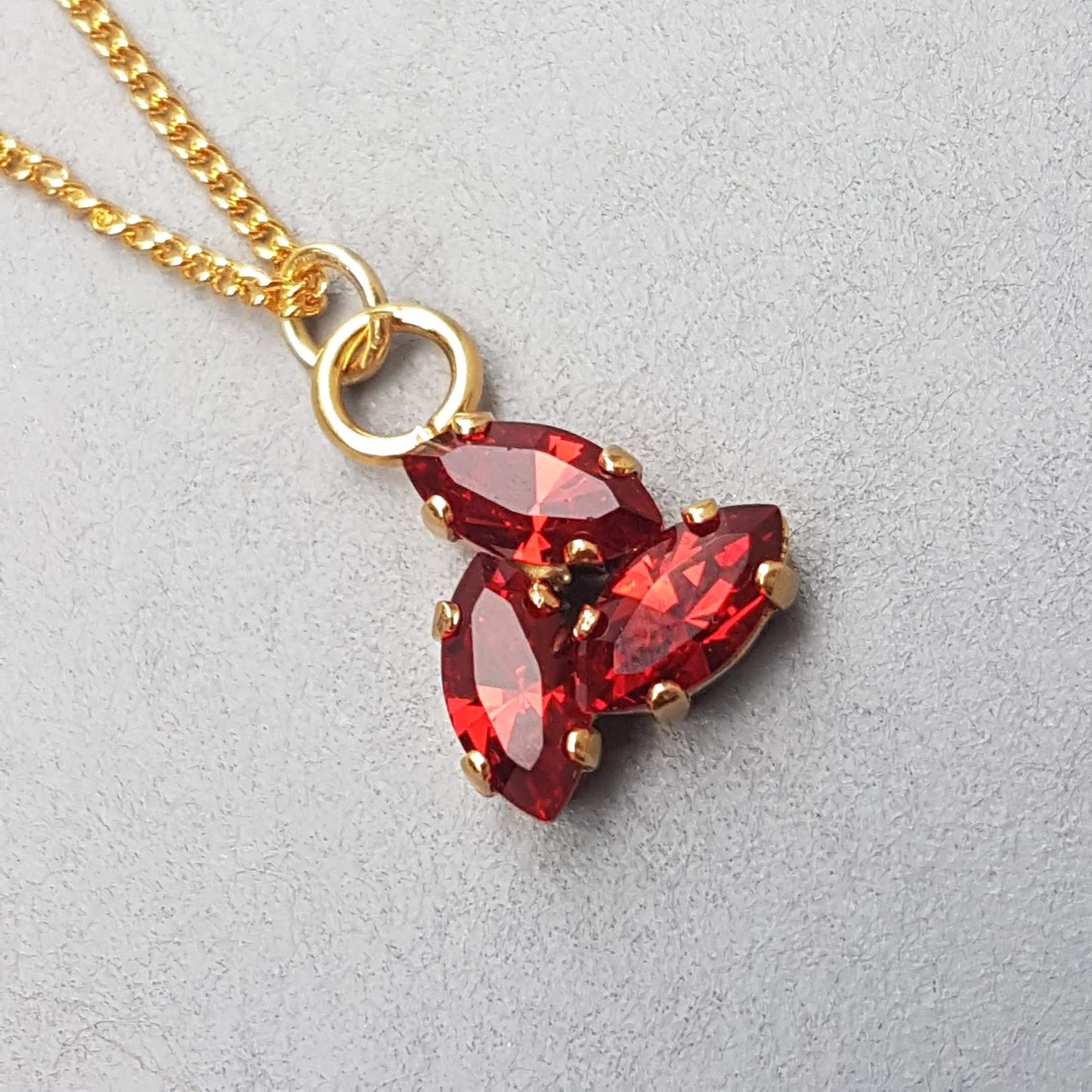 Ruby Red Swarovski Necklace Pendant Red Crystal Necklace Multi | Etsy