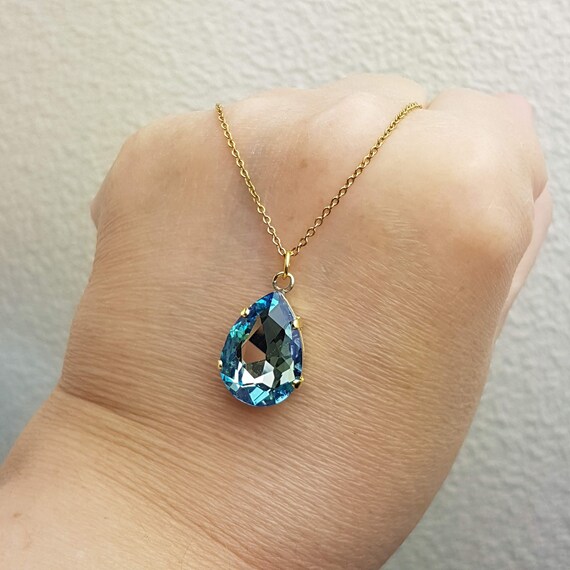 Blue Diamond Swarovski Necklace Simple 