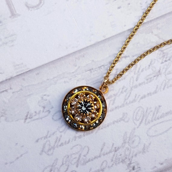 Art Deco Style Necklace Pendant Smoky 