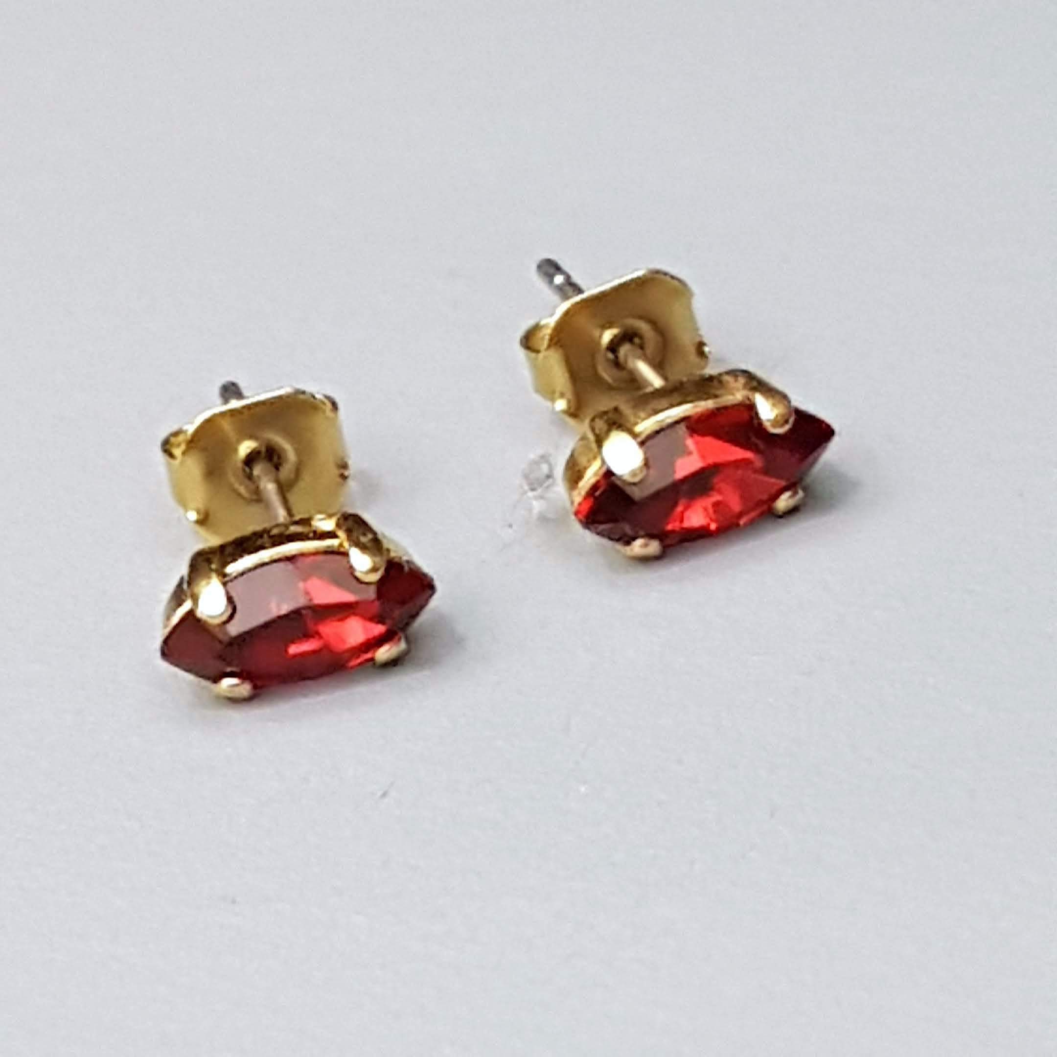 Red Swarovski Stud Earrings Swarovski Studs Ruby Red Gold Post | Etsy
