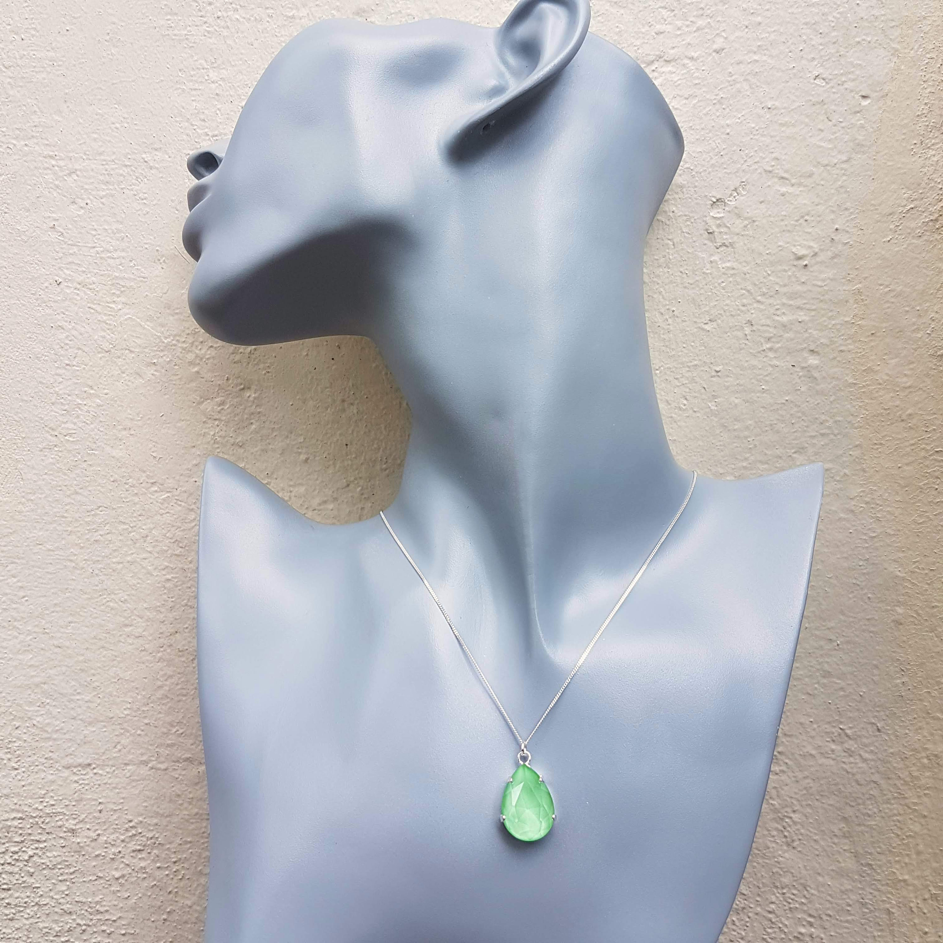Sage Green Necklace Pendant 925 Sterling Silver Light Green Etsy UK