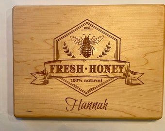Engraved Honey Bee Cutting Board, Maple, Cherry, Walnut