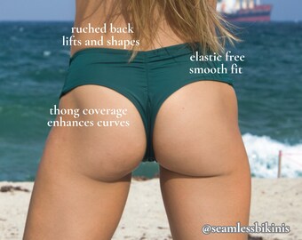 LEAH Bottom / Seamless Swimsuit Bottom, Cheeky Bikini Bottom, Handmade  Swimsuit, Brazilian Bikini, Cheeky Bottoms, Thong Bikini Bottom 