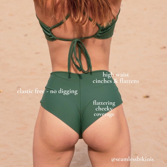 KAI Bottom High Waisted Seamless Bottom, High Rise Swimsuit Bottoms, Cheeky  Bottom, High Waisted Bikini Bottom, High Rise Bathing Suit 
