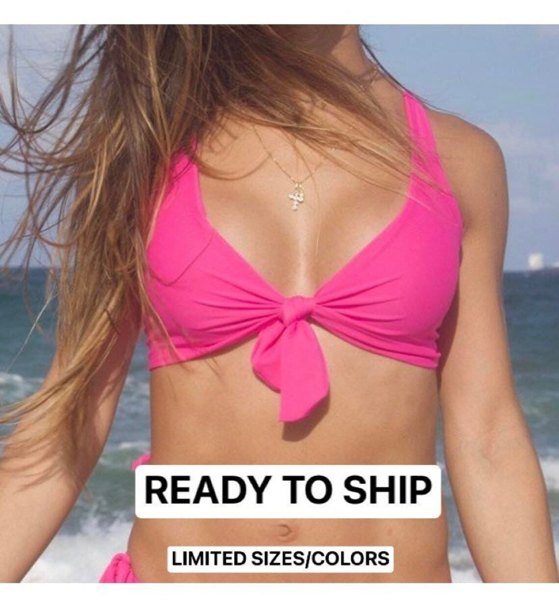 Front Knot Bikini Top Handmade Swimsuit Top Adjustable Front Etsy