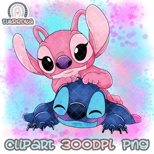 Imágenes prediseñadas de Stitch Angel lindas PNG, imágenes prediseñadas de dibujos animados PNG para sublimación