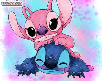 Stitch Angel Cute Clip art PNG, Cartoon Clipart Sublimation PNG