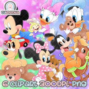Set van Minnie Mickey Pluto Donald Daisy Goofy Baby Peuter Clipart, PNG Clip art, Mickey Mouse en Vrienden Cartoon Sublimatie PNG